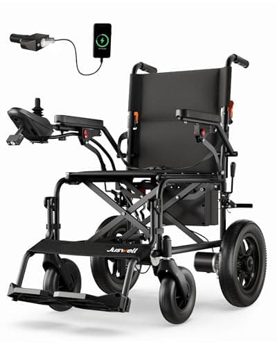 Juswell Heavy-Duty Foldable Motorized Wheelchair, Dual 500W Motor, 350 lbs