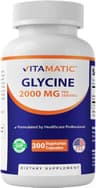 Vitamatic Glycine Supplement 2000mg Per Serving Gluten Free, 300 Capsules