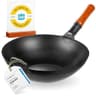 YOSUKATA 13.5-Inch Pre-Seasoned Carbon Steel Wok for Traditional Stir-Frying