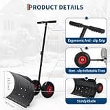 Garvee 29-Inch Heavy Duty Wheeled Snow Pusher
