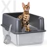 WoofiGo XL Enclosed Stainless Steel Litter Box with Anti-Tracking Grate