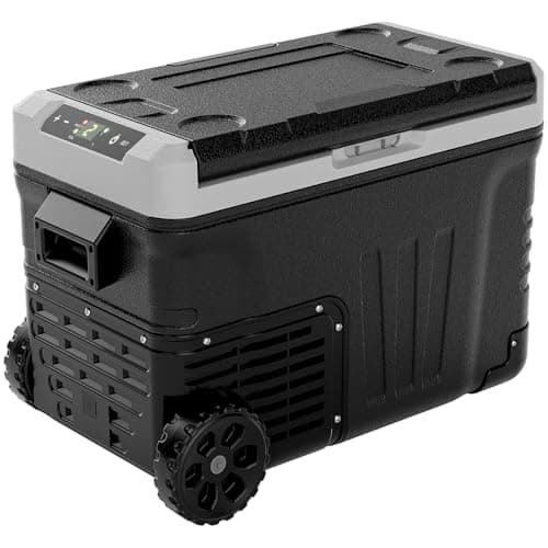 EUHOMY 12 Volt Refrigerator, 37QT Electric Cooler with Integrated Wheels
