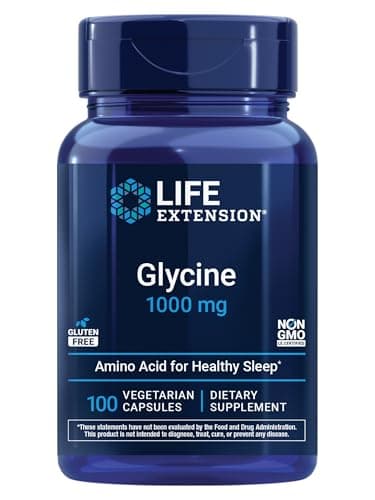 Life Extension Glycine 1000 mg Capsules for Healthy Sleep Support, 100 Count