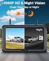 Rohent A70 Wireless Solar Magnetic Backup Camera with 7-Inch 1080P Monitor