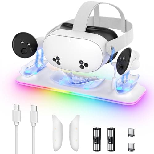 Kinwin Magnetic RGB Charging Station Dock for Meta Quest 3 with Controller Batteries