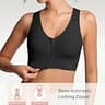 Lemef Front Zipper Racerback Post Surgery Wirefree Sports Bra for Women