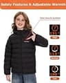 Venustas Kids Insulated Water-Repellent Heated Puffer Jacket with Battery