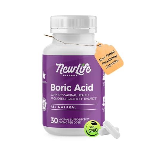NewLife Naturals Boric Acid Suppositories for Women, 600mg NF Grade Purity, 30 Count