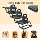 Veehoo 4-Step Foldable Iron Dog Stairs with Artificial Grass for Cars and SUVs