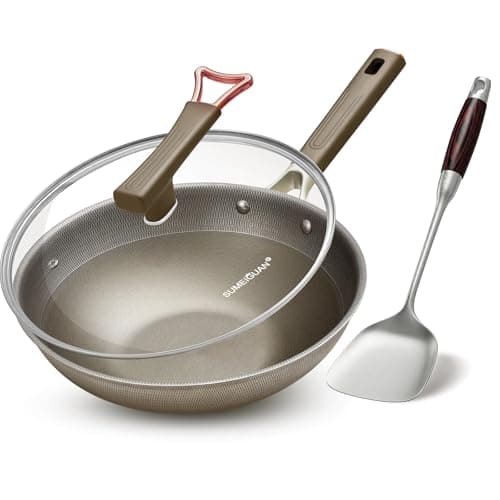 SUMEIGUAN 13-Inch Titanium Scratch-Resistant Nonstick Wok with Cool-Touch Handle