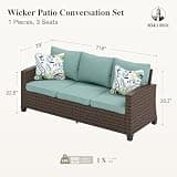 HERA'S HOUSE 3-Seat Outdoor Wicker Sofa with Heavy-Duty Steel Frame