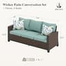 HERA'S HOUSE 3-Seat Outdoor Wicker Sofa with Heavy-Duty Steel Frame