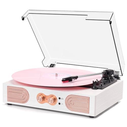 Vintage 3-Speed Vinyl Record Player with Built-in Speakers & EQ Controls