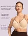 HSIA Outside Underwire Racerback Full Coverage Sports Bra, Light Beige