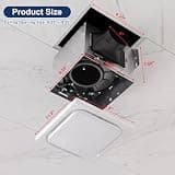Gaciban Shower Ceiling Mount Vent Fan with 1200lm 3CCT LED Light Combo, 150 CFM
