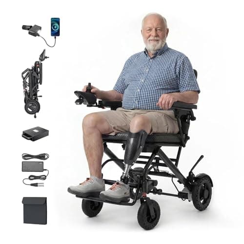 VERPAL 32lbs Ultra-Lightweight Electric Wheelchair, FAA-Compliant 6Ah Battery
