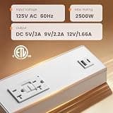 SURAIELEC 9-Inch Compact Hardwired Under Cabinet Power Strip with 20A GFCI