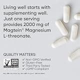 Sports Research Magnesium L-Threonate 2000mg Capsules for Advanced Memory and Sleep