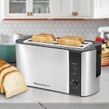 Elite Gourmet ECT-3100 4-Slice Long Slot Toaster with Integrated Warming Rack