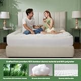 Bedlore Thick Bamboo Viscose Pillow Top Mattress Pad with Deep Pocket