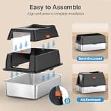 Extra Large Enclosed Stainless Steel Cat Litter Box with Front Entry & Top Exit