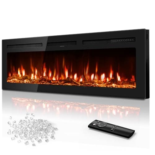 Tehanld 60-Inch Ultra-Thin Electric Fireplace with Anti-Scald LED Screen