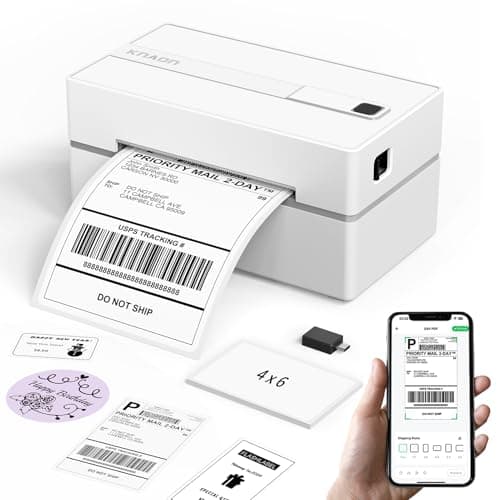 KNAON Bluetooth Thermal Shipping Label Printer with Built-in USB Flash Drive