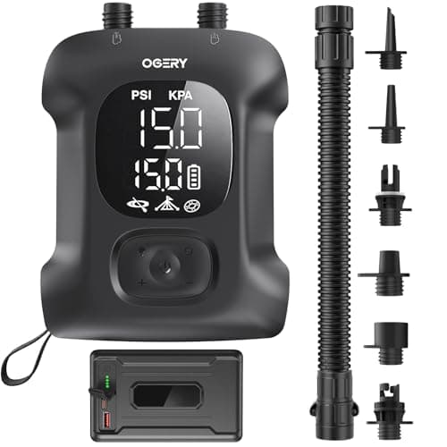 OGERY Long-Lasting Rechargeable Paddle Board Pump, 15000mAh Battery, 20 PSI