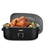 AROMA 18-Quart Electric Roaster Oven Featuring a Self-Basting Lid Design
