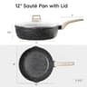 CAROTE 5.5-Quart Deep Nonstick Granite Frying Pan with Glass Lid and Handy Pour Spout