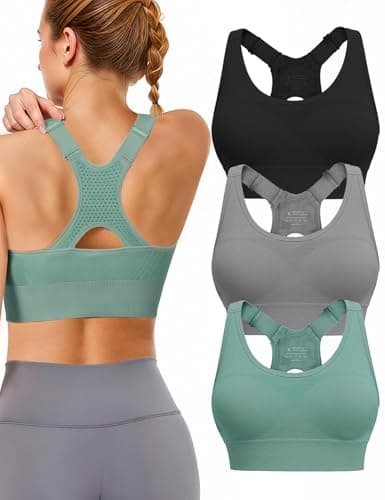Tmeefee High-Support Adjustable Racerback Sports Bra for Impact Workouts