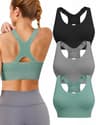 High Support Plus Size Racerback Padded Sports Bra 3-Pack for Workouts