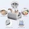 Henkelion Extra Large Stainless Steel Cat Litter Box with ABS Enclosed High Wall