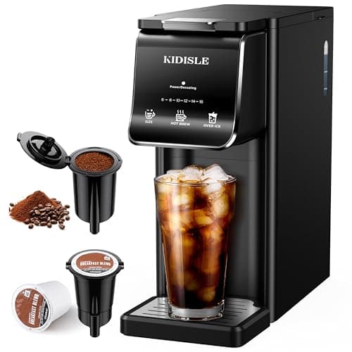 KIDISLE Hot & Iced Single Serve Coffee Maker for K-Cups and Grounds with 40oz Reservoir