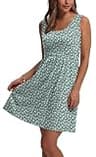 WIHOLL Sleeveless Short Dress with Pockets and High-Waisted A-Line Cut