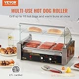 VEVOR 7-Roller Commercial Hot Dog Roller Machine, 18-Dog Capacity, 1050W