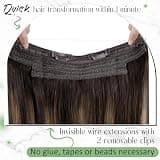 RUNATURE 20-Inch 100g Real Human Hair Wire Extensions with Lace Edge Weft