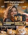 FACLAM 4K Point-and-Shoot Digital Camera with 64MP CMOS Sensor and Remote Smartphone App