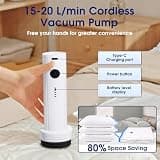 DUORAN Cordless Electric Vacuum Pump With USB Rechargeable Battery, 6.0 Kpa Suction