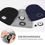 YunTuo Rechargeable 4-LED Winter Knit Beanie Cap with USB Flashlight