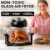 Granitestone 16-Quart Large Glass Air Fryer with Triple-Cooking Halogen Power System