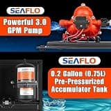 SEAFLO 33-Series RV Water Pump & 0.2-Gallon Accumulator Tank System, 3.0 GPM