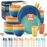 JadePeak Lake Sunset 64-Piece Wheat Straw Unbreakable Dinnerware Set for 8