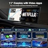 LAMTTO 11-Inch Upgraded Wireless CarPlay Screen with Built-In Netflix and YouTube Apps