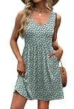 WIHOLL Sleeveless Casual A-Line Sundress with Integrated Pockets and Scoop Neck