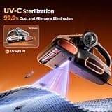 JIGOO T600 Bed Vacuum Cleaner with 15Kpa Suction, UV-C, and Smart Dust Sensor