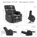 MCombo Model 7890 Dual Motor Fabric Power Lift Recliner with Lay Flat