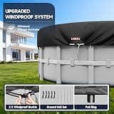LXKCKJ 420D Oxford Budget-Friendly Round Pool Cover with Ground Tie-Down Nails