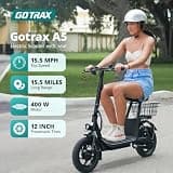 Gotrax A5 Mid-Sized Seated Electric Scooter, 550W Peak Motor, Cargo Versatility