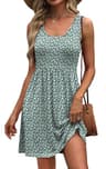 WIHOLL Sleeveless Short Dress with Pockets and High-Waisted A-Line Cut